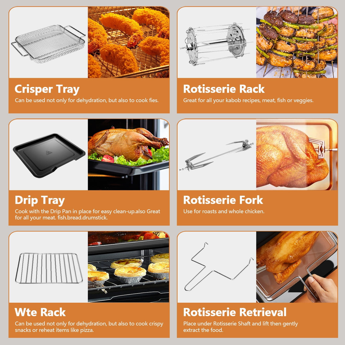 Garly Kitchen 12-Qt Touchscreen Air Fryer Toaster Oven, 12 Pre-set Menus, Clear Window, Less Oil