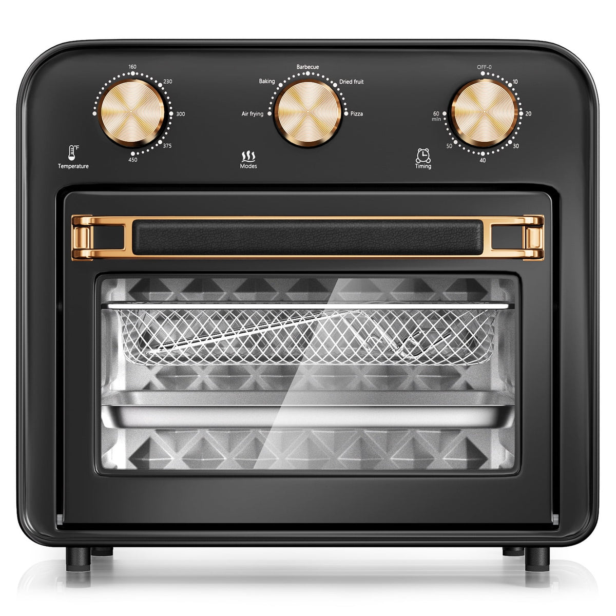 Garly Kitchen 5-in-1 Air Fryer Toaster Oven Countertop, 1300W 17-Qt, 4-Slice Convection Ovens Combo