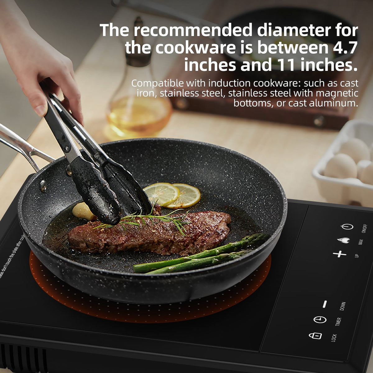 Garly Kitchen 1600W Portable Induction Cooktop, Electric Induction Cooker and Burner