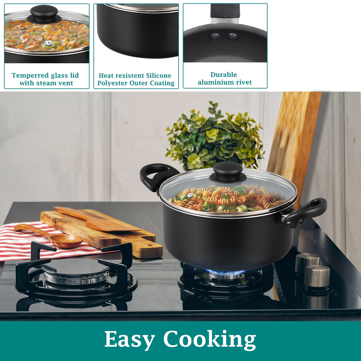 Garly Kitchen 7-Piece Nonstick Aluminum Cookware Set