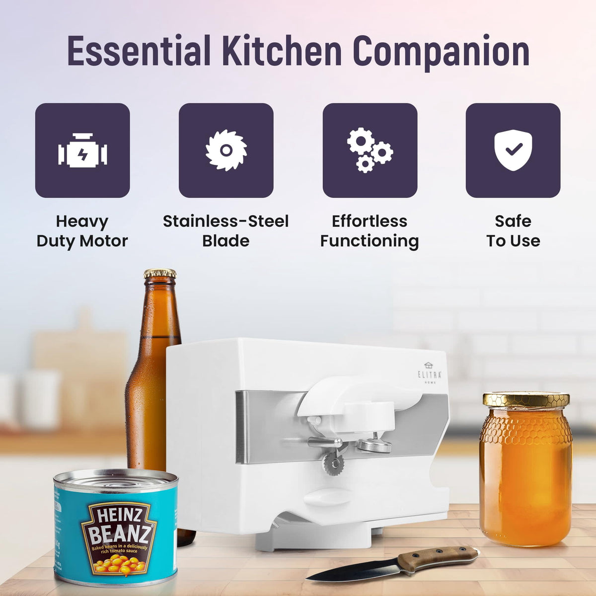 Garly Kitchen Elitra 4-in-1 Under the Cabinet Electric Can Opener