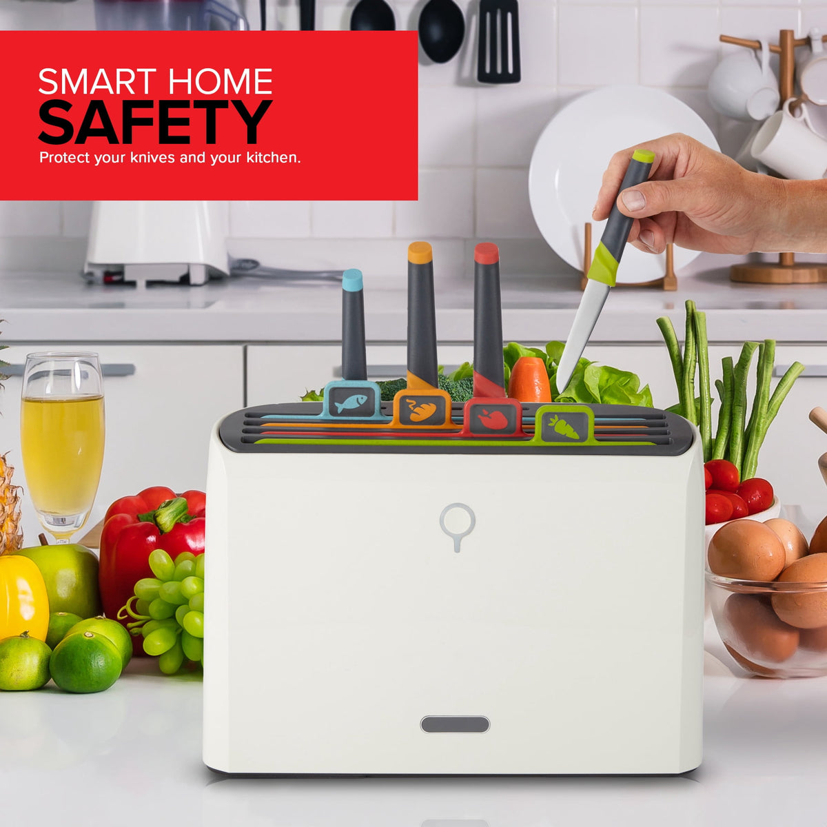 Garly Kitchen Smart Cutting Boards and Knife Set, Self Cleaning Cutting Board & Knives Holder
