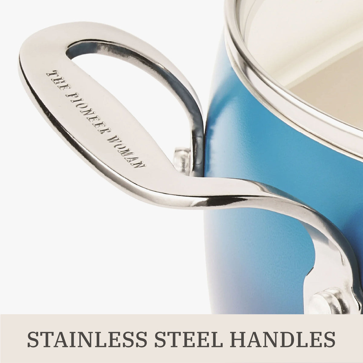 Garly Kitchen Harlow 15-Piece Ceramic Nonstick Cookware Set, Denim Blue