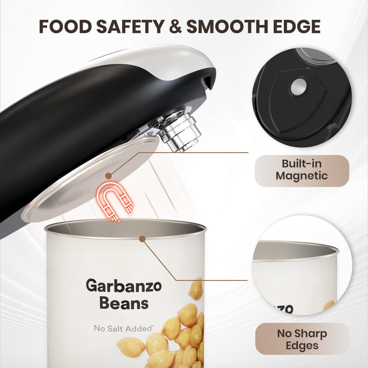 Garly Kitchen One-Touch Automatic Electric Can Opener, USB-C Rechargeable Smooth-Edge Hands-Free
