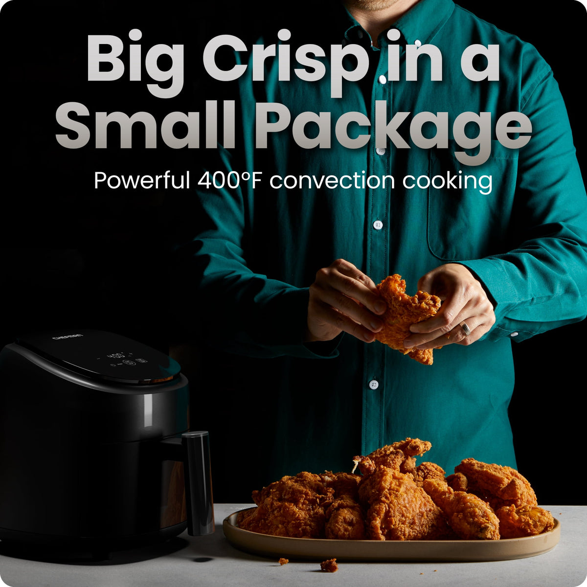 Garly Kitchen TurboFry 2-Qt Digital Air Fryer, Compact Dishwasher-Safe