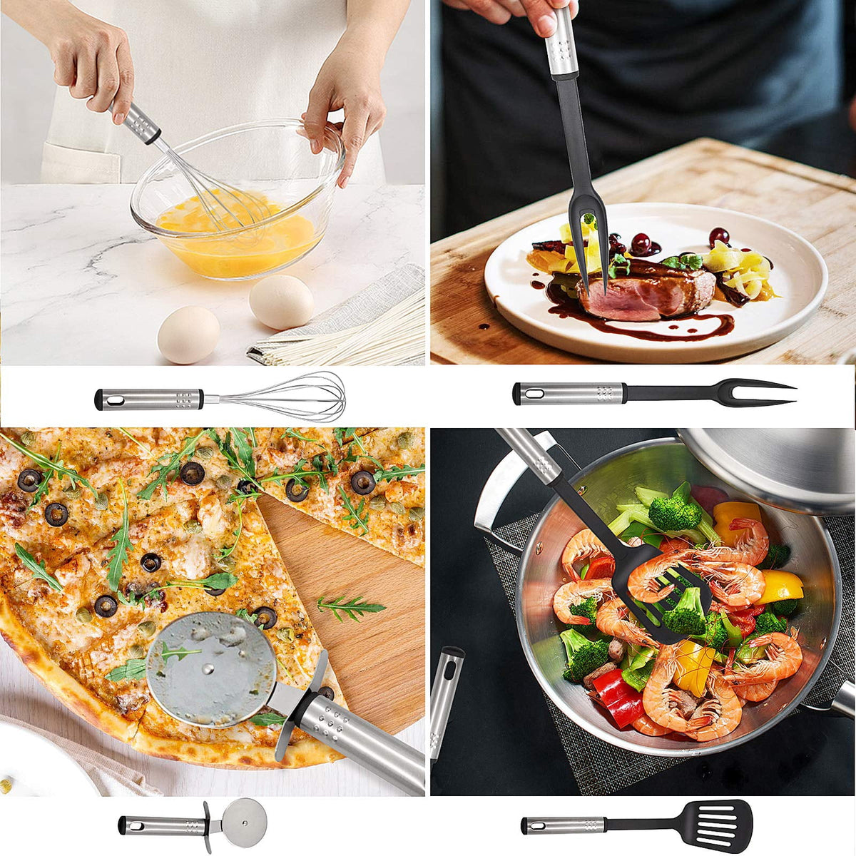 Garly Kitchen Kitchen Utensils Set, 43 PCS Nylon Utensils, Stainless Handles