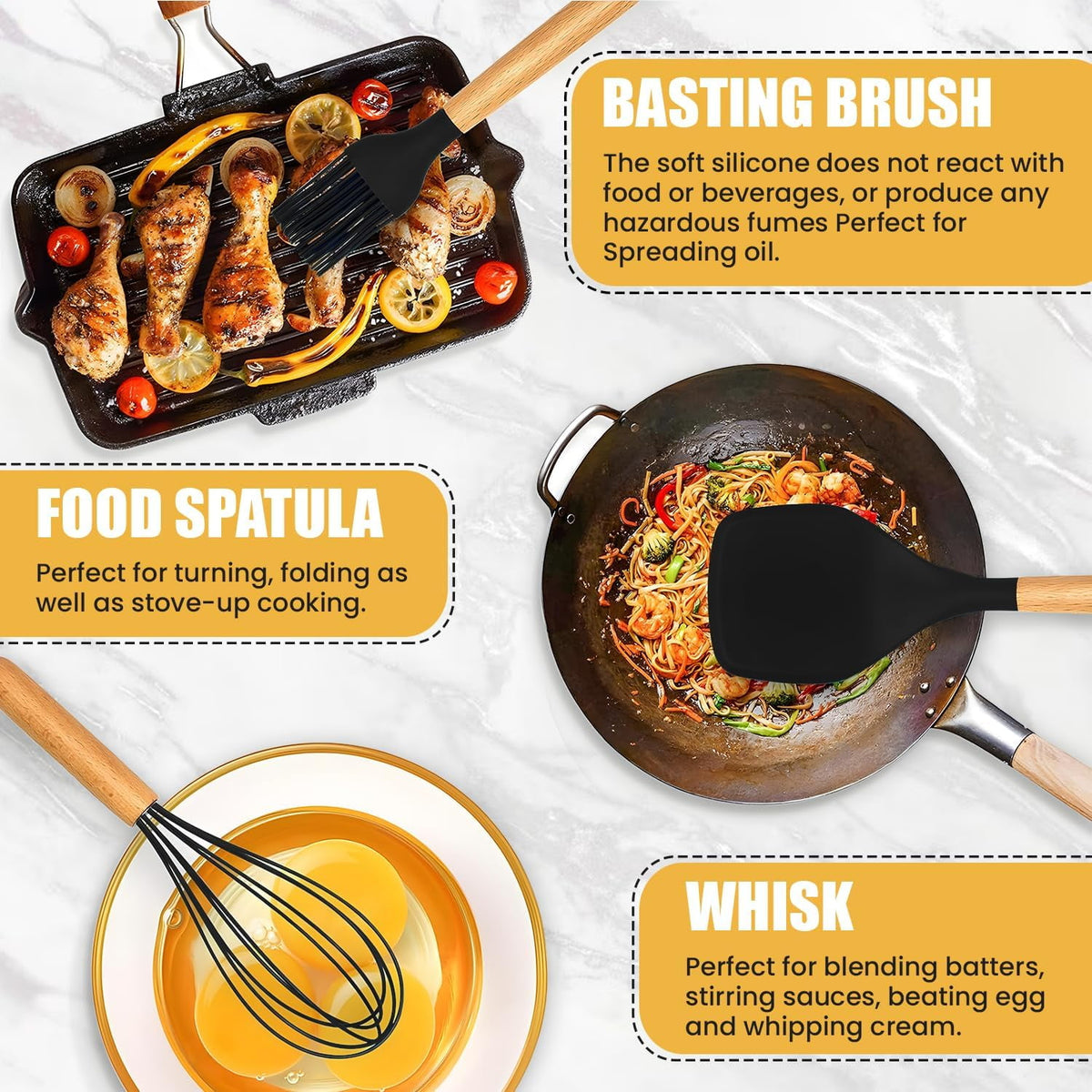 Garly Kitchen Kitchen Utensils Set- 19 Pcs Silicone Cooking Utensils Set for Nonstick