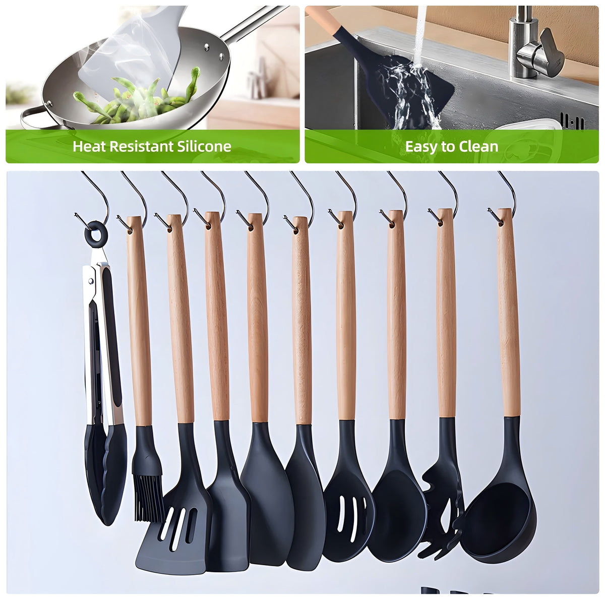 Garly Kitchen Kitchen Utensils Set- 19 Pcs Silicone Cooking Utensils Set for Nonstick