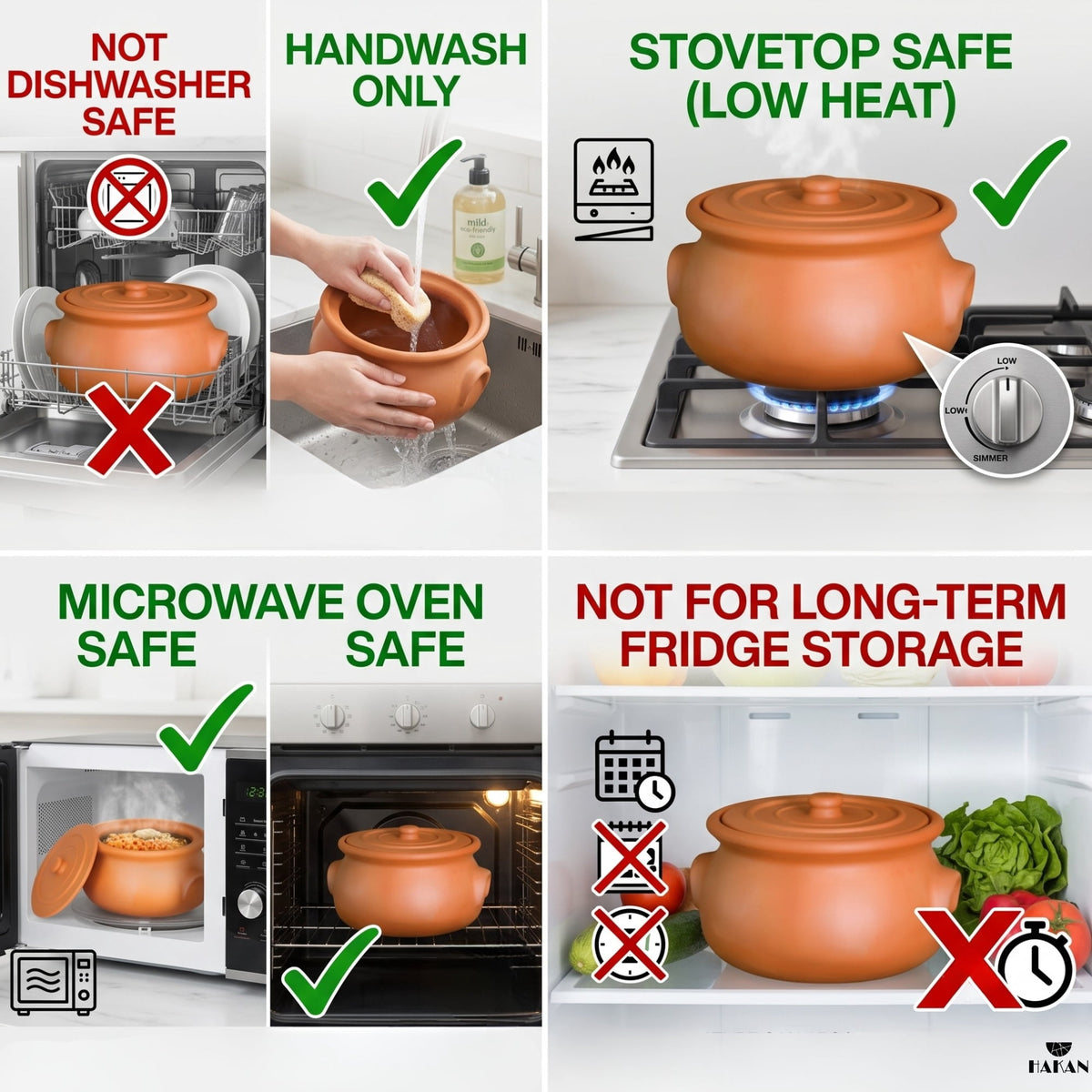 Garly Kitchen Handmade 2.6-Qt Small Clay Cooking Pot with Lid, Unglazed Natural Cookware, 2.5L