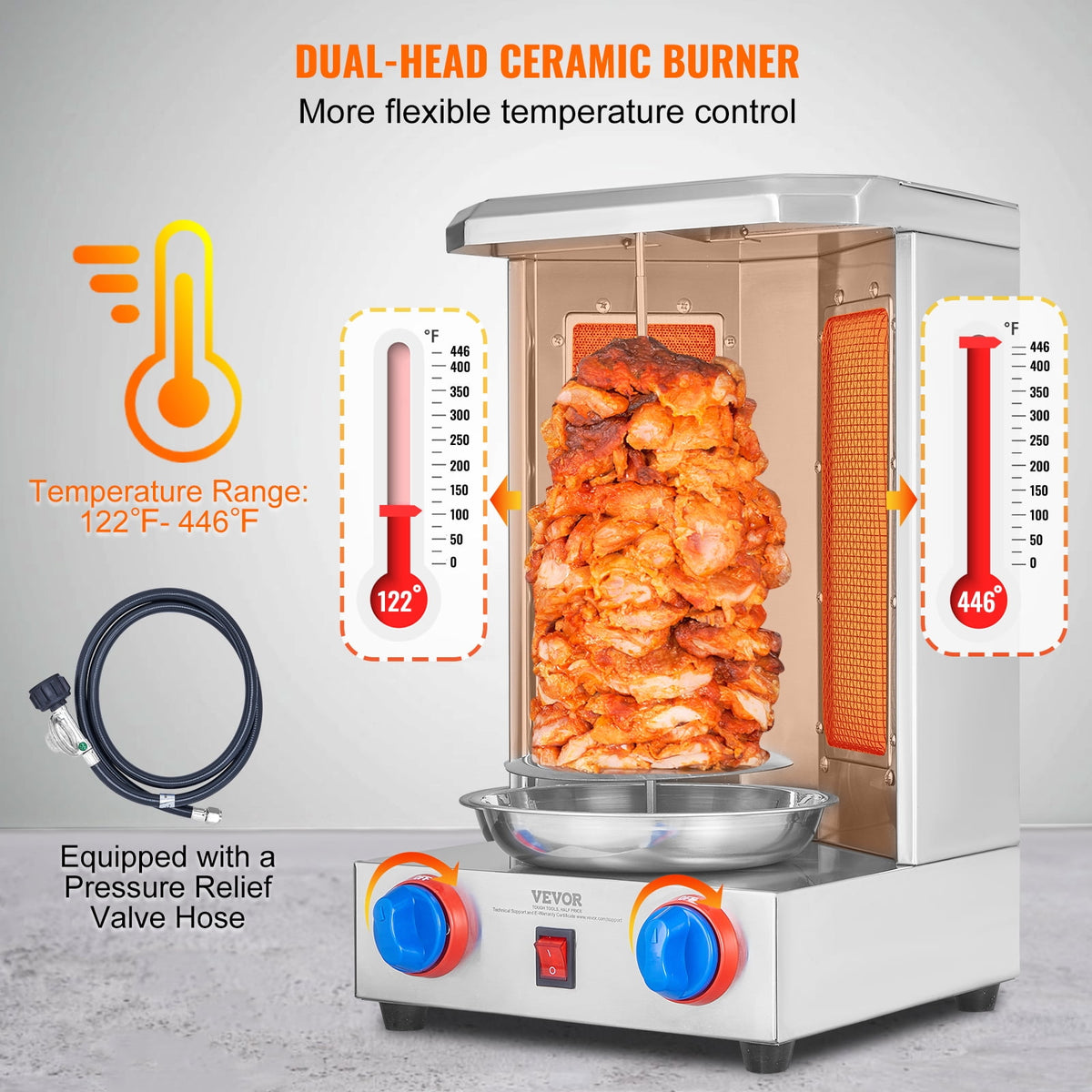Garly Kitchen Shawarma Grill Machine, 13 lbs Capacity, Chicken Shawarma Cooker Machine with 2