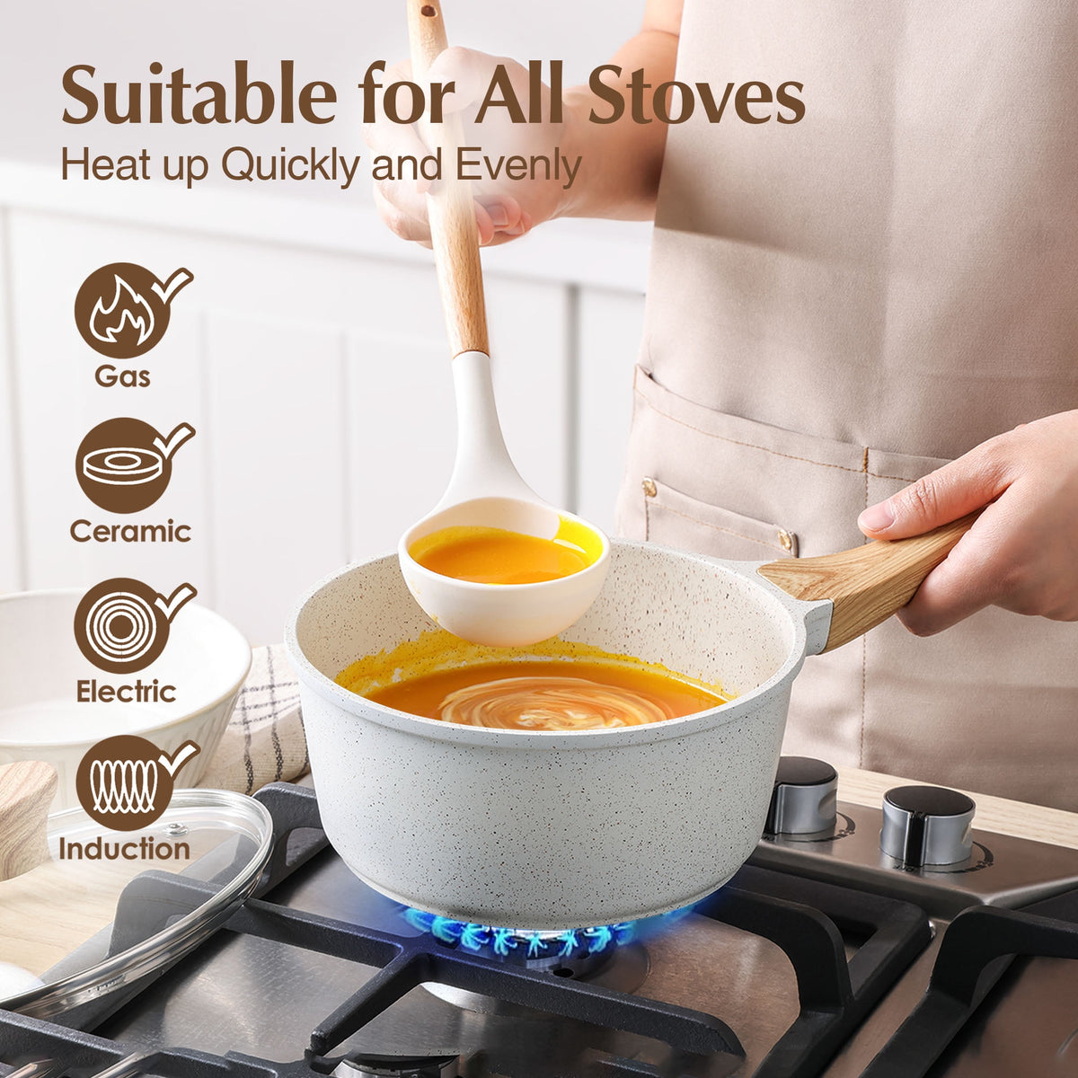 Garly Kitchen SENSARTE Ceramic Nonstick Pots and Pans Set