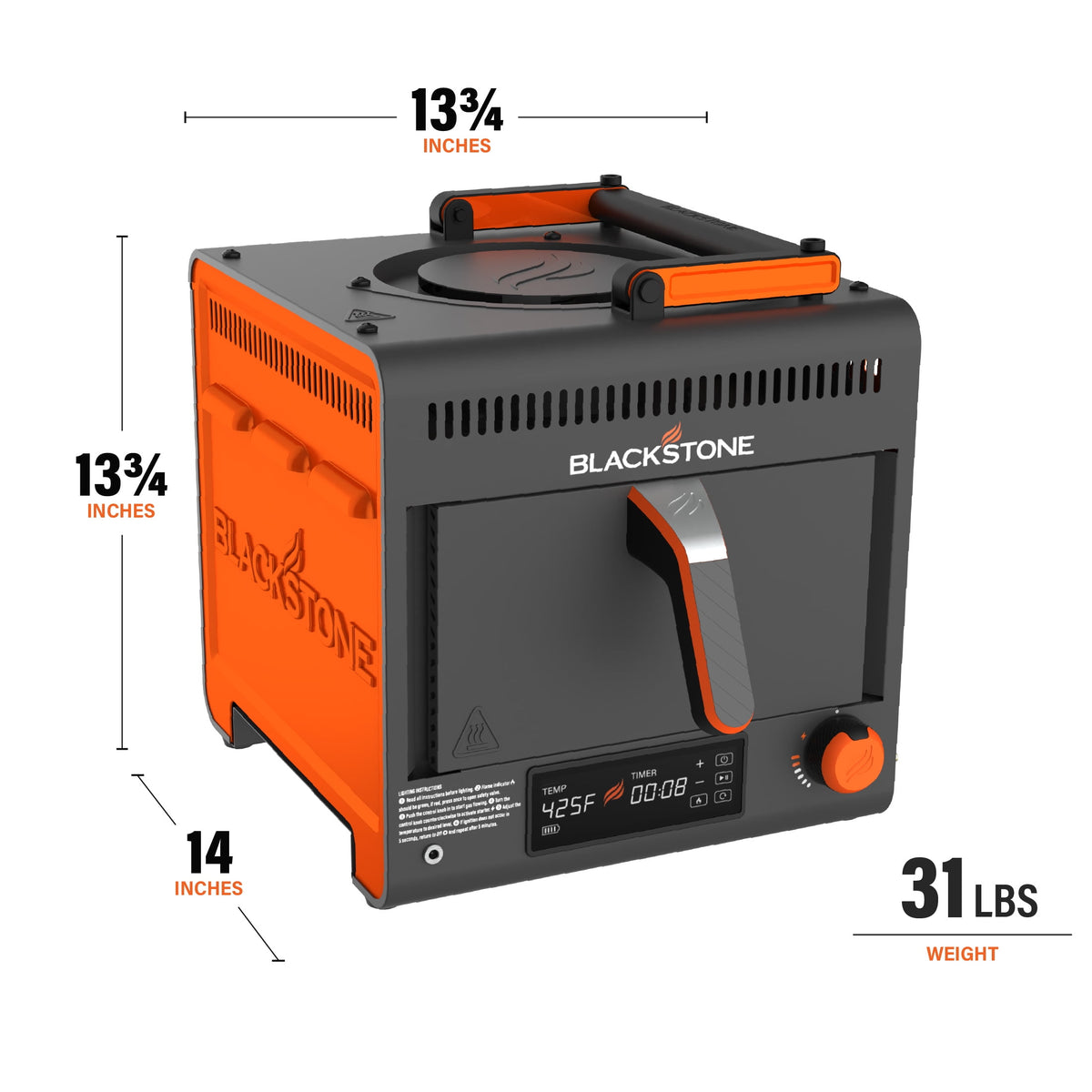 Garly Kitchen Adventure Ready Portable Propane Air Fryer, 4-Qt, Gray & Orange, 18W, 3ft Cord