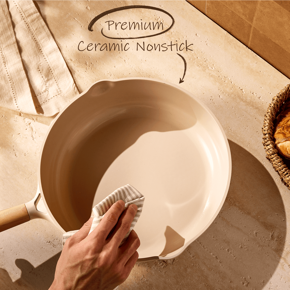 Garly Kitchen Ceramic Nonstick Pots and Pans Set, 13 Pieces Non-Toxic Kitchen Cookware Sets