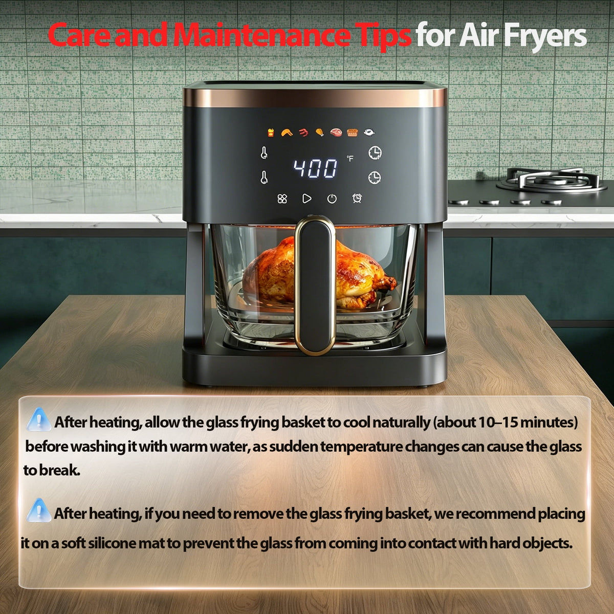 Garly Kitchen 7-in-1 Air Fryer, 5-Qt Glass Basket Fryer, 360° Cooking Window, 1400W Precise Heating