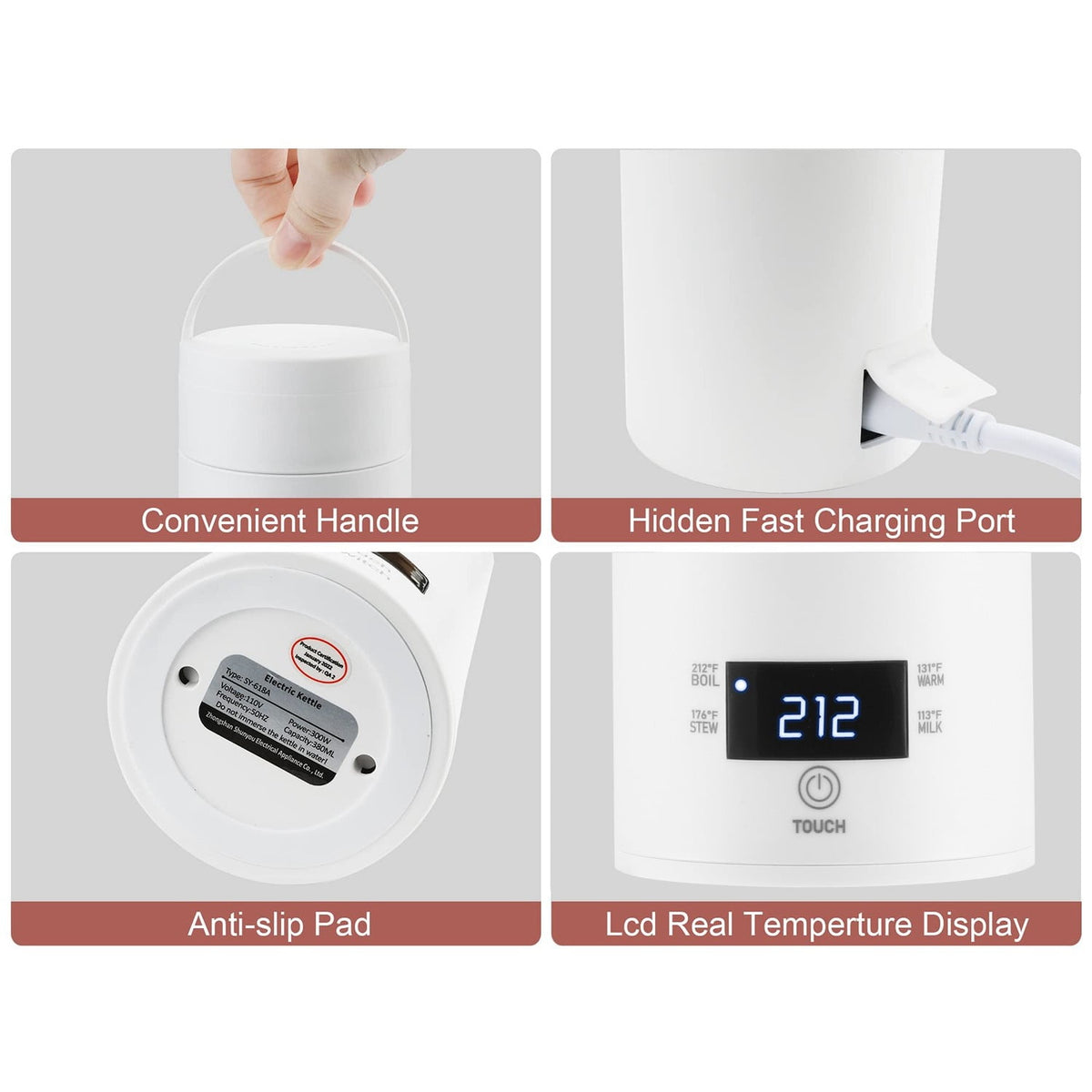 Garly Kitchen Smart Travel Kettle Electric Small Stainless Steel Portable Digital Electric Kettle