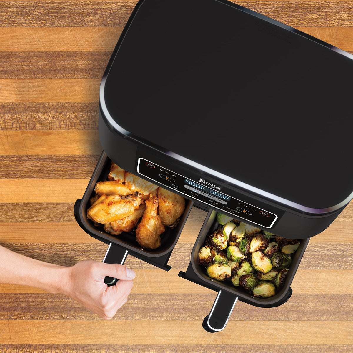 Garly Kitchen Air Fryer 8-Qt, DualZone FlexBasket, 4-in-1, Smart Finish, Cook 2 Foods 2 Ways