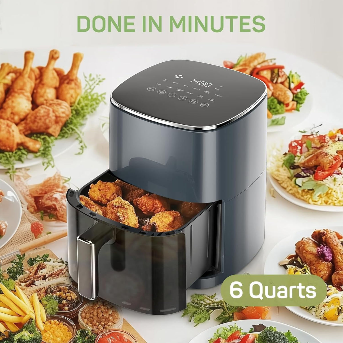 Garly Kitchen Air Fryer, 6-Qt Smart Air Fryer, 12-in-1 Functions - Air Fry, Roast, Reheat