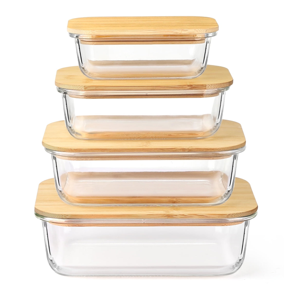 Garly Kitchen 8 Pcs Glass Food Storage Containers with Bamboo Lids