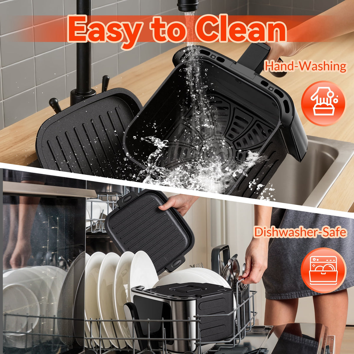 Garly Kitchen 2-in-1 Air Fryer 7.5-Qt Large Capacity Digital Hot Air Oven with Window & Light