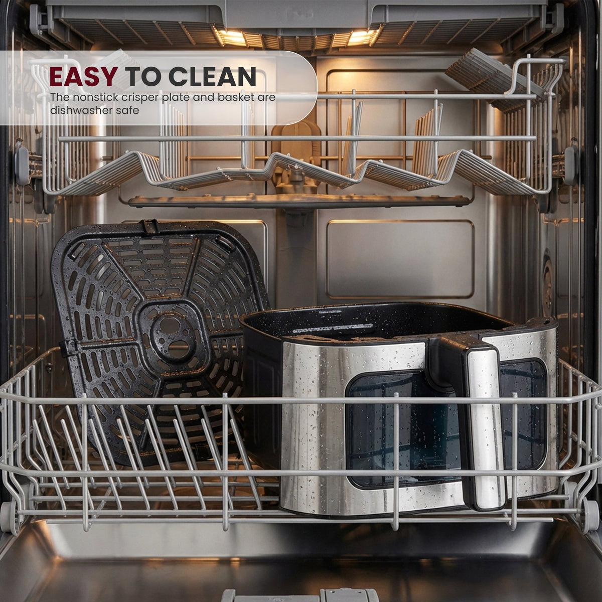 Garly Kitchen EDX 6-Qt Stainless Steel Air Fryer with Digital Touchscreen, 1500W, 8 Presets