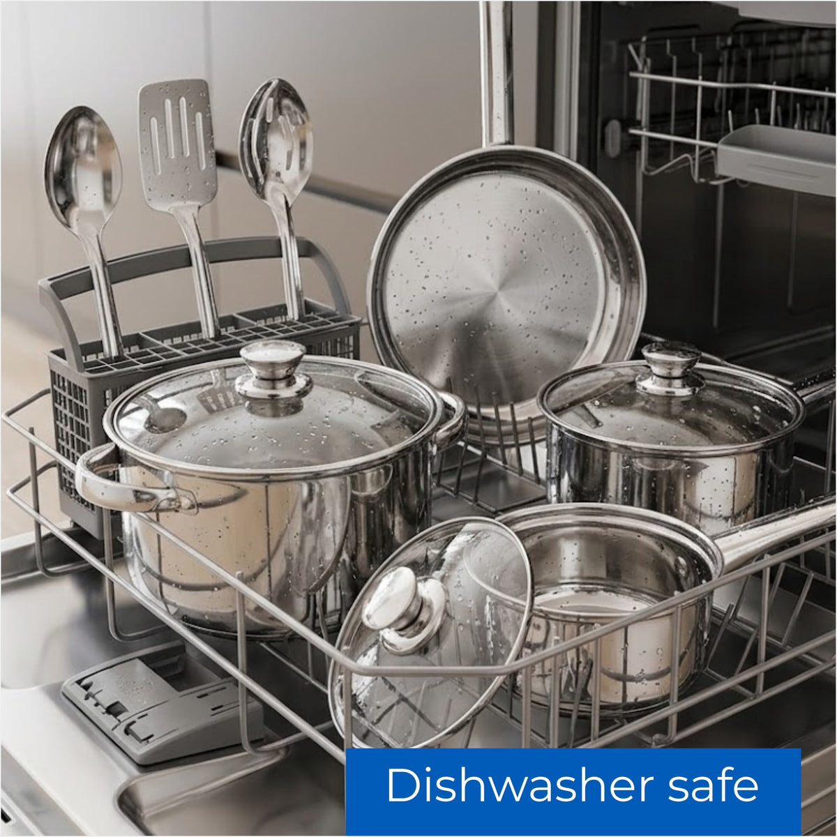 Garly Kitchen Stainless Steel 10-Piece Cookware Set with Lids and Utensils