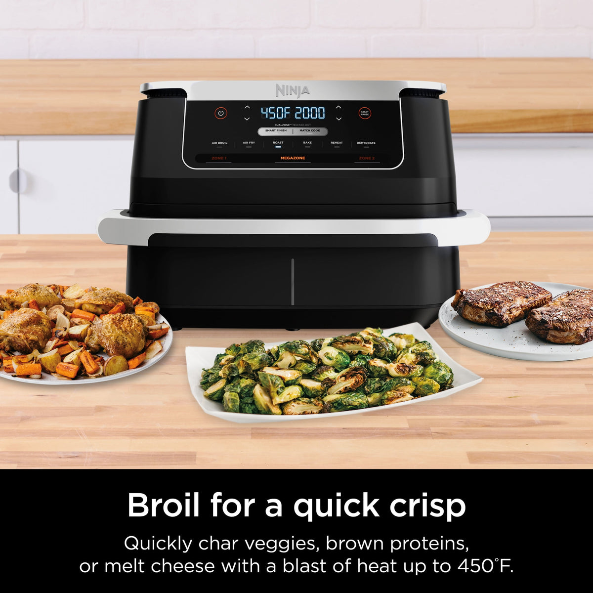 Garly Kitchen Air Fryer 7-Qt, DualZone FlexBasket, 6-in-1, Smart Finish, Cook 2 Foods 2 Ways