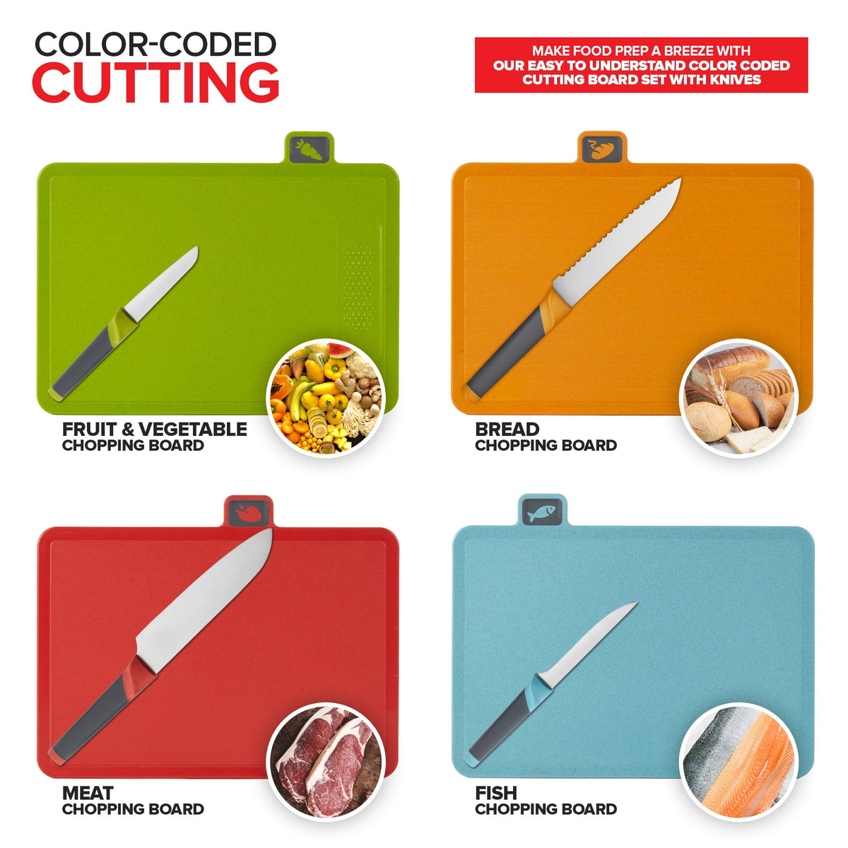 Garly Kitchen Smart Cutting Boards and Knife Set, Self Cleaning Cutting Board & Knives Holder