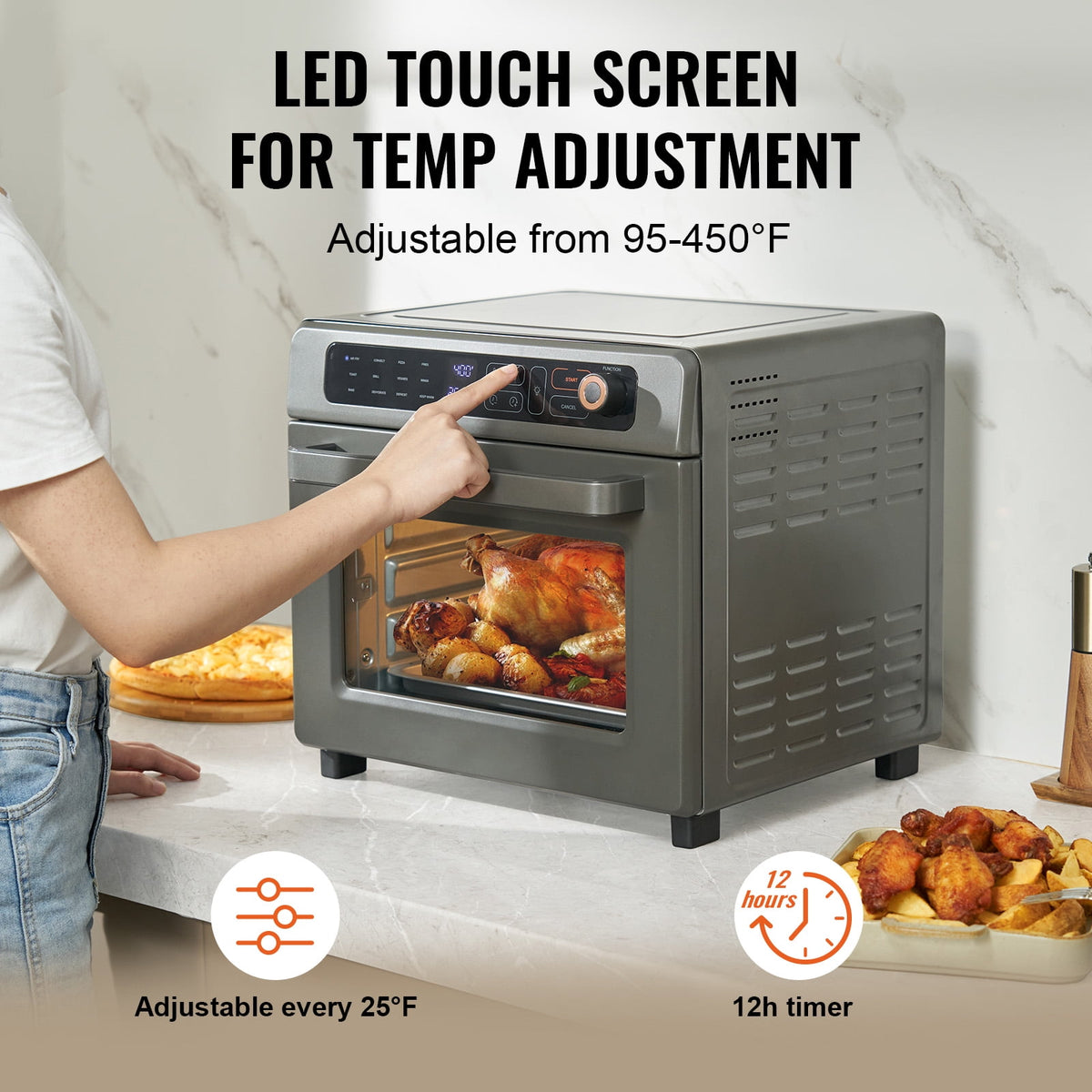 Garly Kitchen 12-in-1 1700W Air Fryer Toaster Oven 25L Stainless Steel Convection Oven