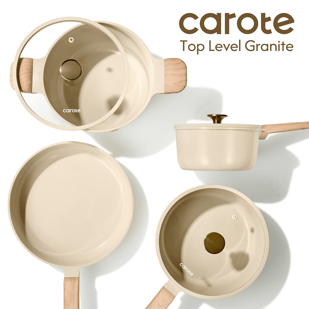 Garly Kitchen 19-Piece Ceramic Pots and Pans Set, Nonstick Cookware Set with Lids