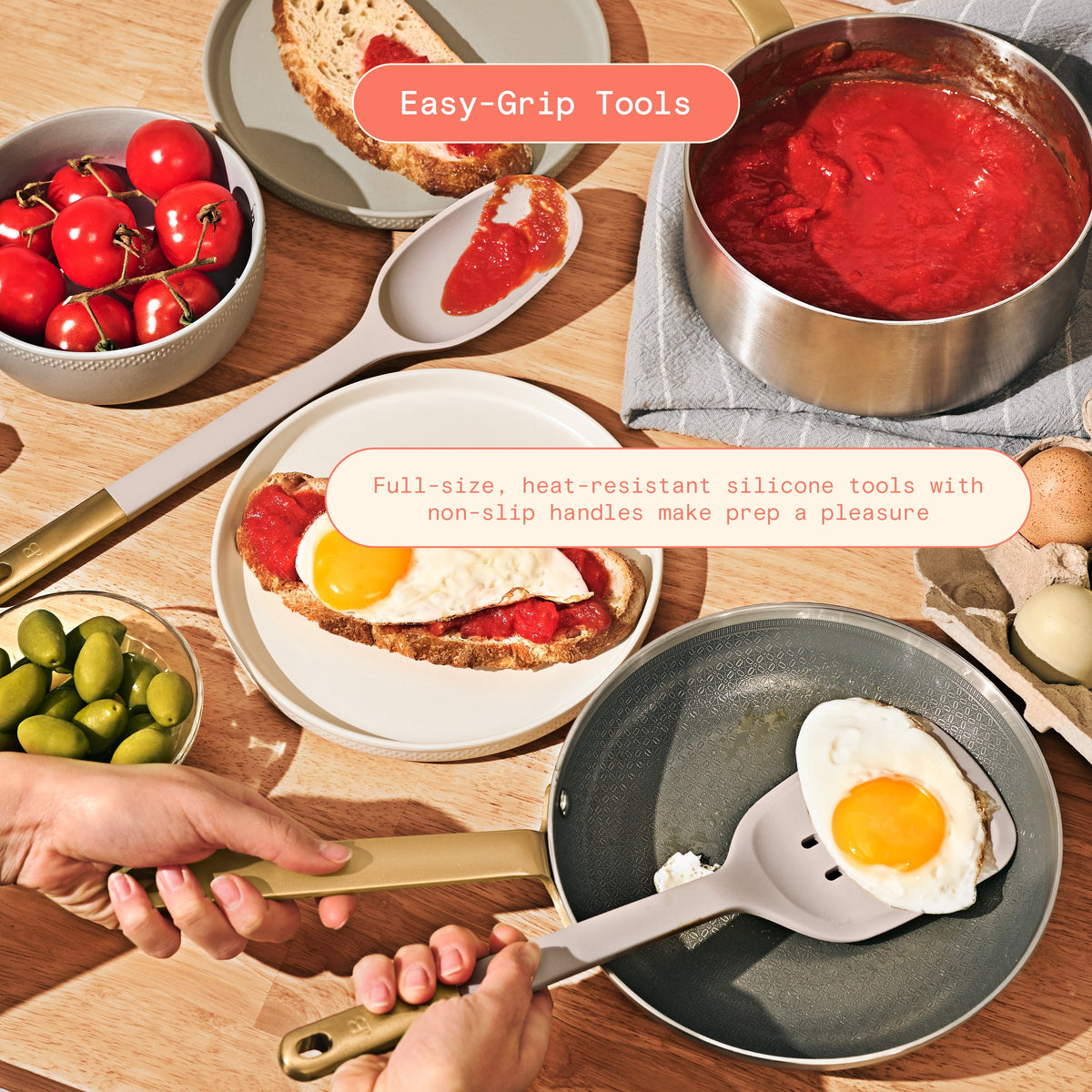Garly Kitchen 12-Piece Hybrid Tri-Ply Stainless Steel Cookware Set with Ceramic Nonstick
