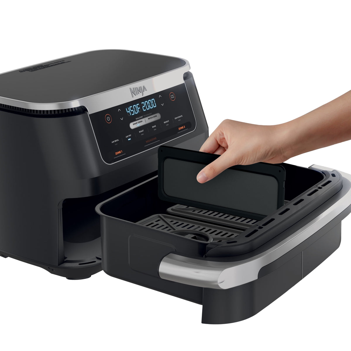 Garly Kitchen Air Fryer 7-Qt, DualZone FlexBasket, 6-in-1, Smart Finish, Cook 2 Foods 2 Ways