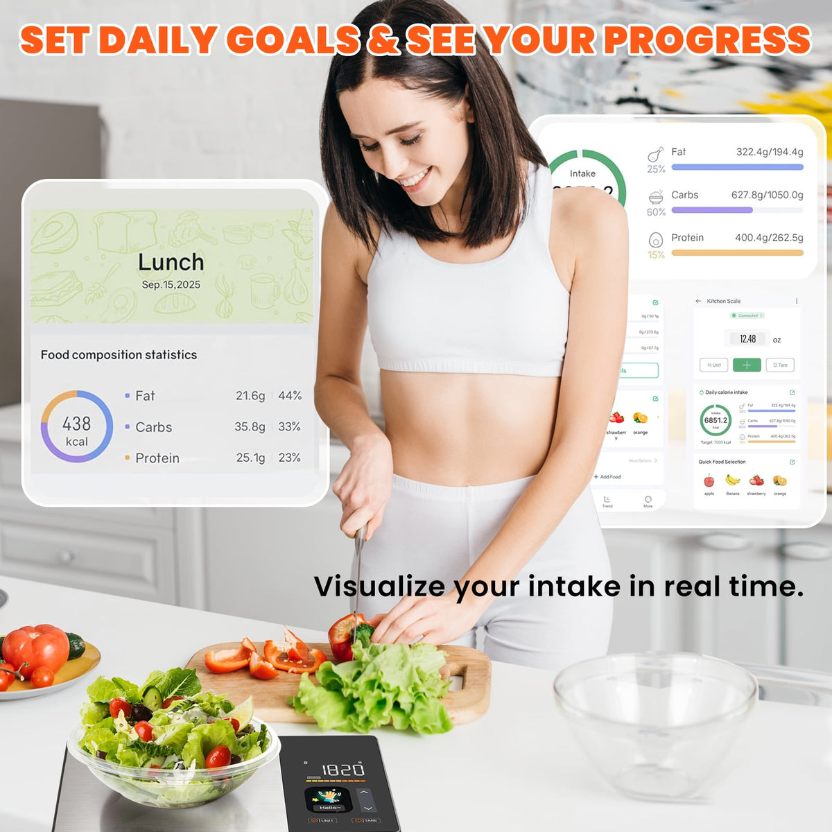 Garly Kitchen Smart Kitchen Scale, Digital Food Scale, Large TFT Color Display