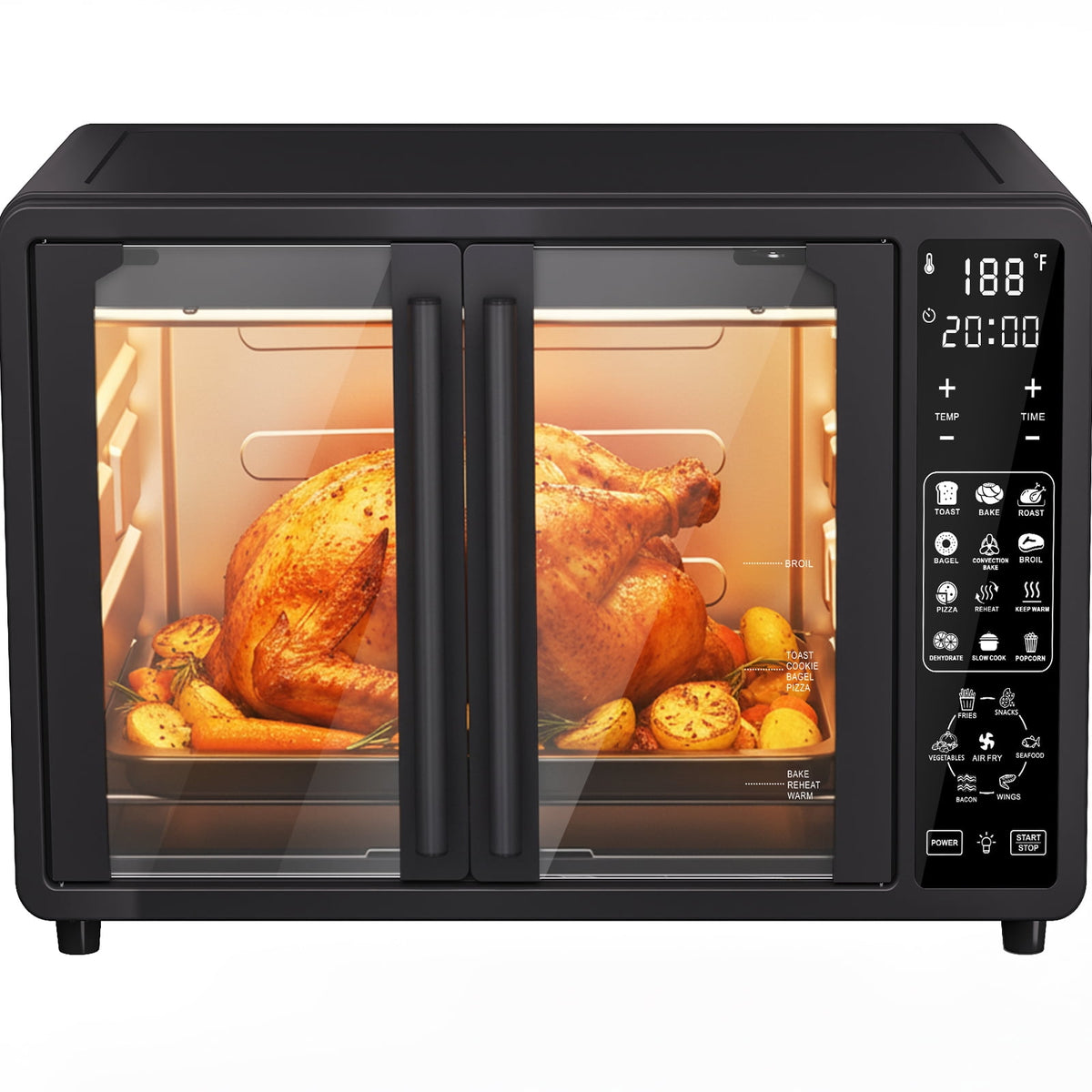 Garly Kitchen 25-Qt French Door Air Fryer Toaster Oven Combo, Bake, Broil, Roast