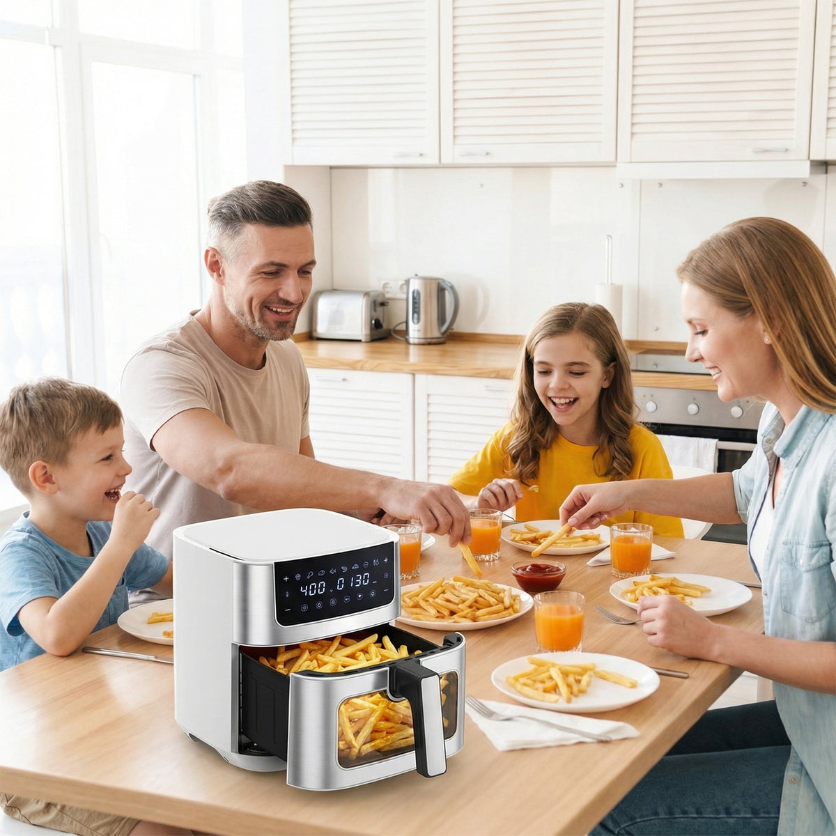 Garly Kitchen EDX 6-Qt Stainless Steel Air Fryer with Digital Touchscreen, 1500W, 8 Presets