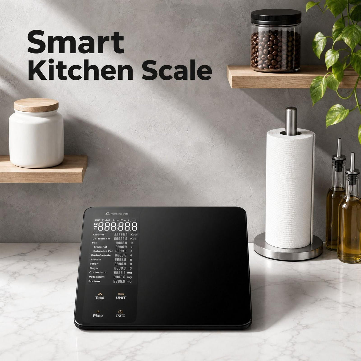 Garly Kitchen Smart Food Scale with Nutritional Calculator, Tracks Calories, Fat, Carbs & Protein