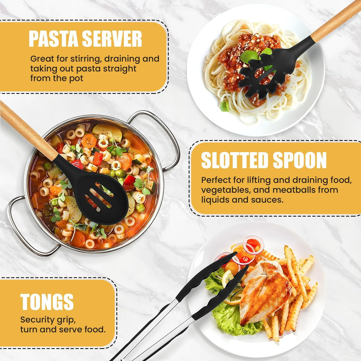 Garly Kitchen Kitchen Utensils Set- 19 Pcs Silicone Cooking Utensils Set for Nonstick