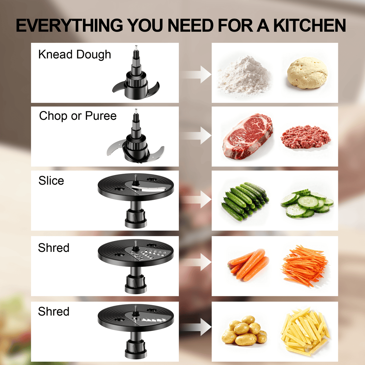 Garly Kitchen Food Processor 600W, 12-Cup, 2-Speed Pulse Chop Slice Knead