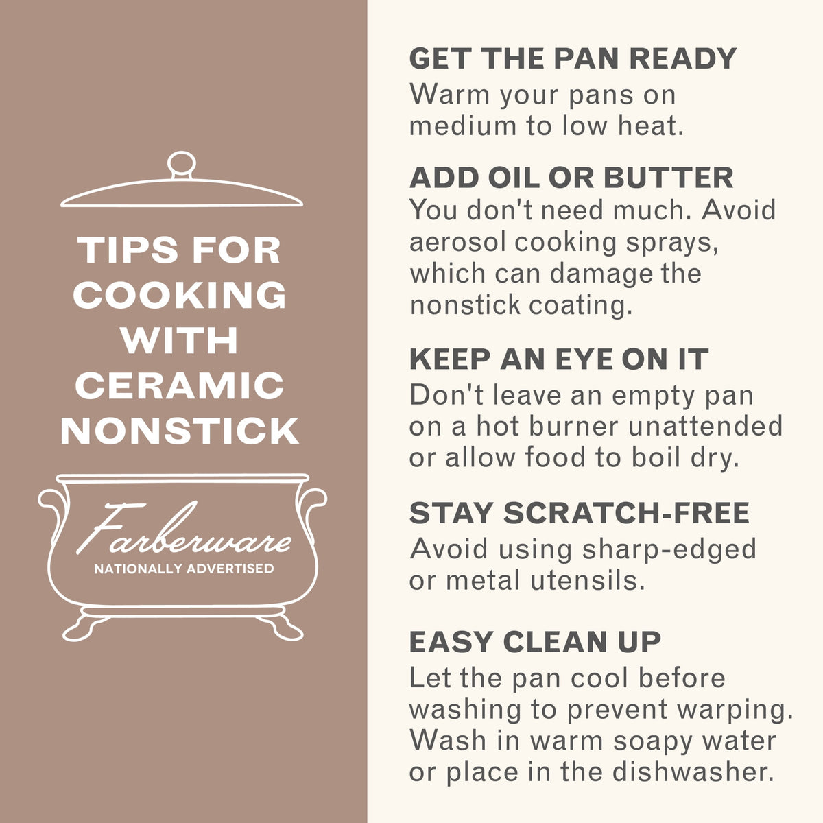 Garly Kitchen TrueCook 12-Piece Ceramic Cookware Set, Dishwasher Safe, Oven Safe to 350°F, Taupe
