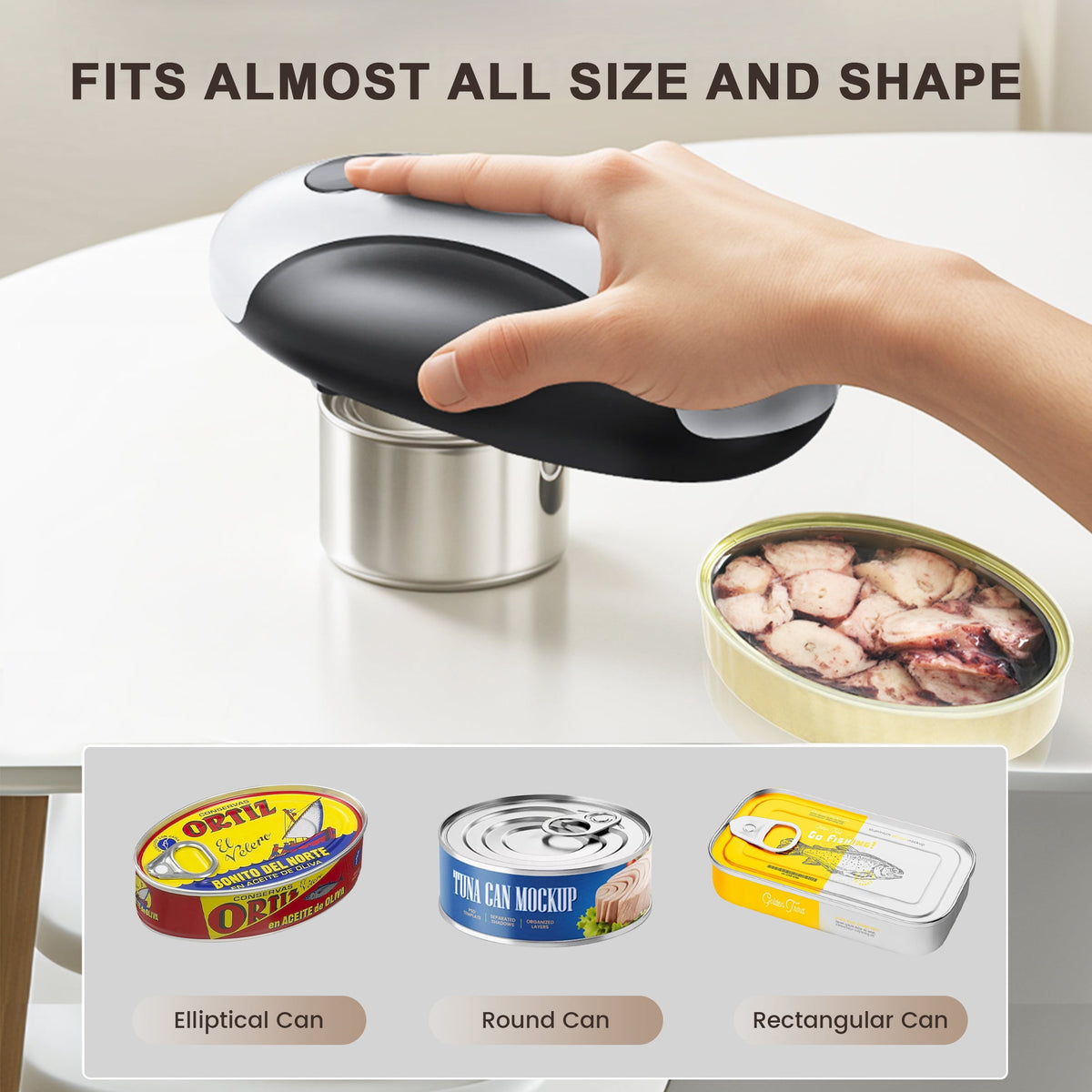 Garly Kitchen One-Touch Automatic Electric Can Opener, USB-C Rechargeable Smooth-Edge Hands-Free