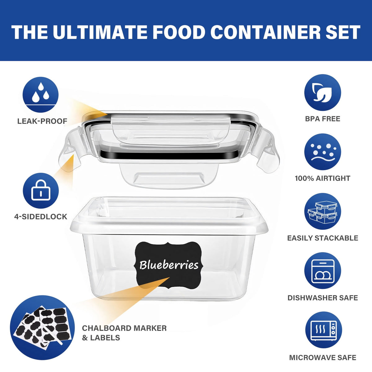 Garly Kitchen Stelive 24 Pack Food Storage Container Set, Leak Proof Lunch Boxes, Microwave