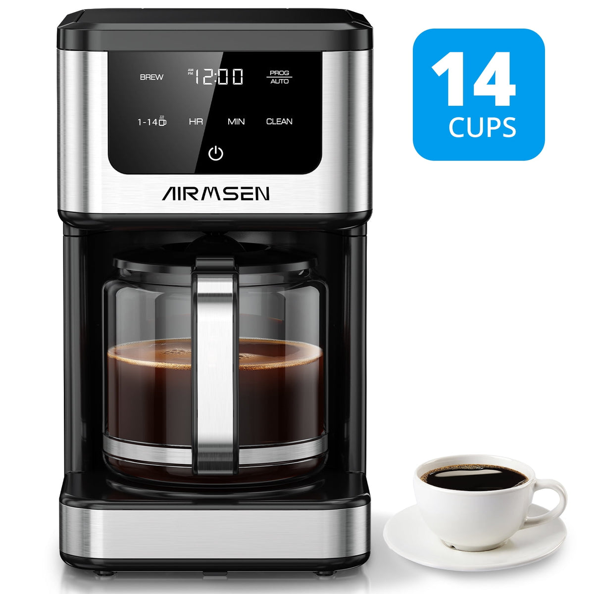 Garly Kitchen 14-Cup Coffee Maker with Adjustable Brew Sizes