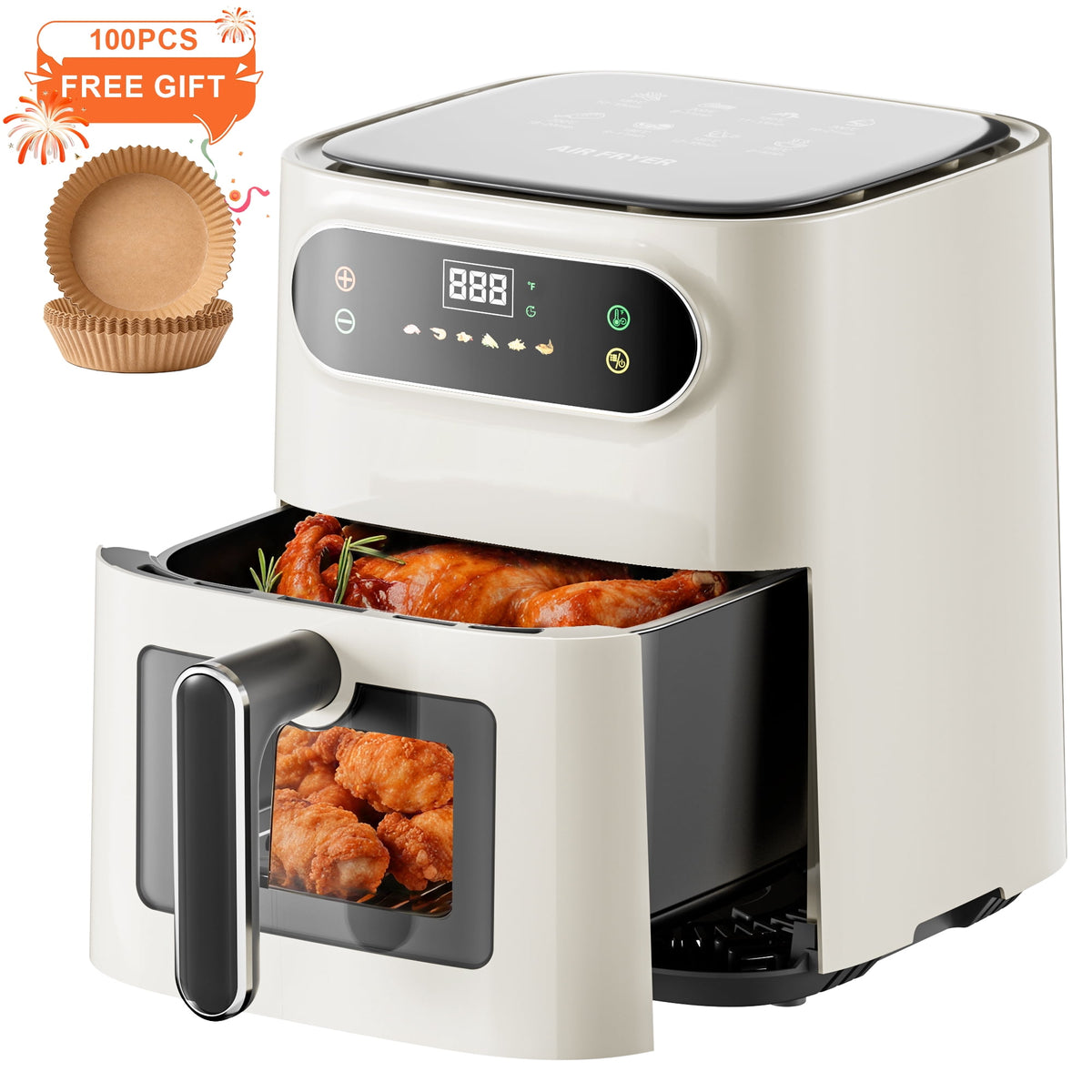 Garly Kitchen 7.5-Qt Air Fryer, 1600W Multifunction Air Fryer with View Window