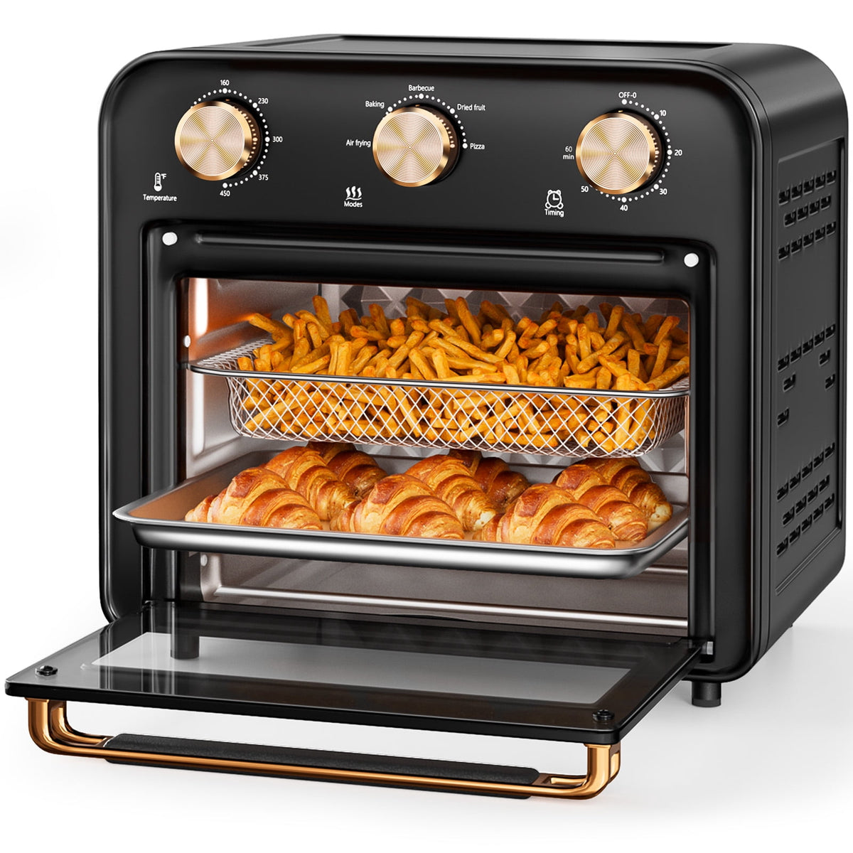 Garly Kitchen 5-in-1 Air Fryer Toaster Oven Countertop, 1300W 17-Qt, 4-Slice Convection Ovens Combo