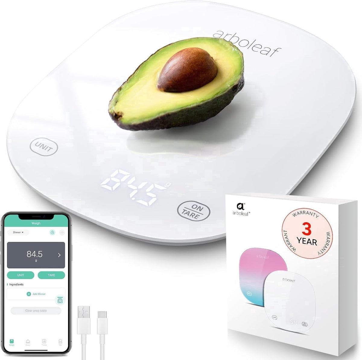 Garly Kitchen Arboleaf Smart Food Scale, 22lb Digital Food Scale with Nutritional Calculator & App