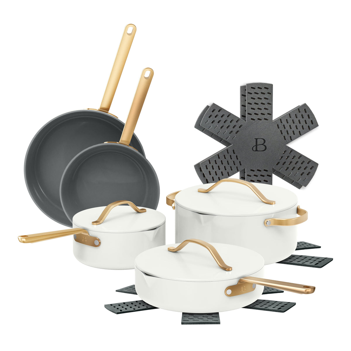 Garly Kitchen 12-Piece Cookware Set, Pots and Pans with Strainer Lids and Ceramic Nonstick Coating