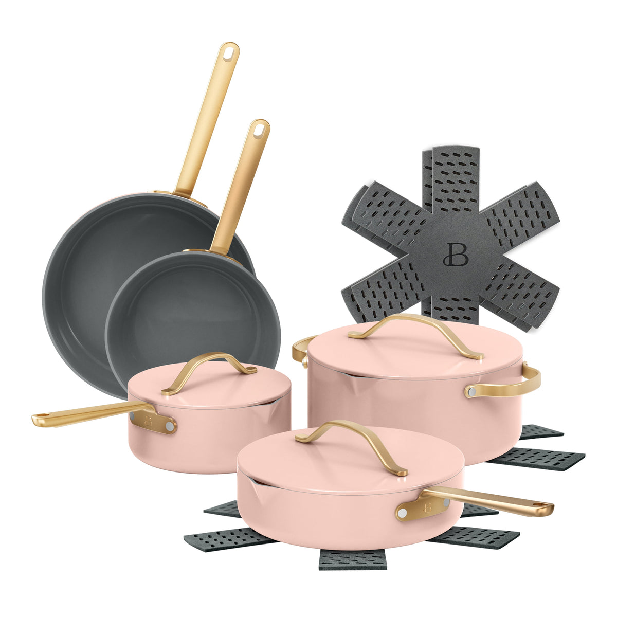 Garly Kitchen 12-Piece Cookware Set, Pots and Pans with Strainer Lids and Ceramic Nonstick Coating