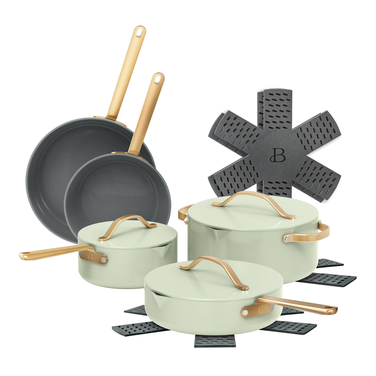 Garly Kitchen 12-Piece Cookware Set, Pots and Pans with Strainer Lids and Ceramic Nonstick Coating
