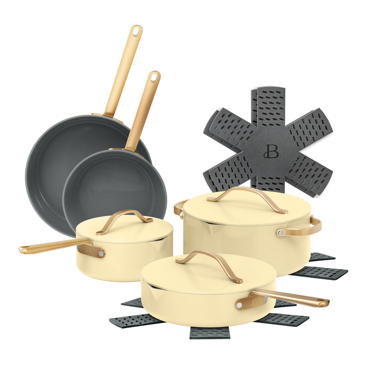 Garly Kitchen 12-Piece Cookware Set, Pots and Pans with Strainer Lids and Ceramic Nonstick Coating