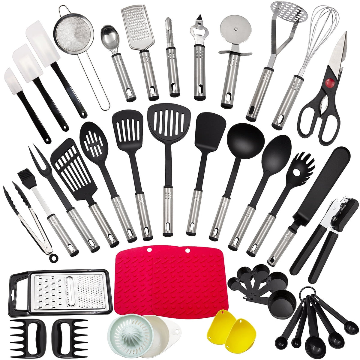 Garly Kitchen Kitchen Utensils Set, 43 PCS Nylon Utensils, Stainless Handles