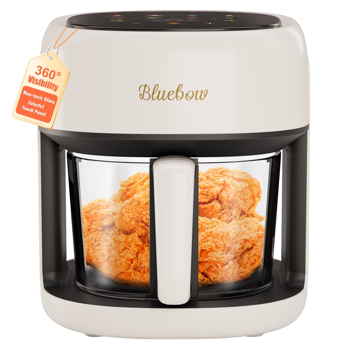 Garly Kitchen 5-Qt Air Fryer with 360° Viewing Glass Pot, 8-in-1 Digital Touchscreen